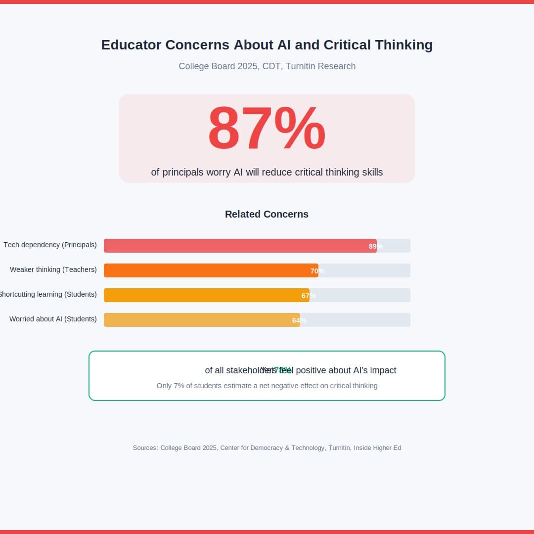 AI leads to critical thinking concern by 87 percent.